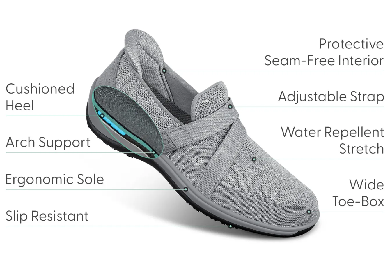 OrthoFeet Casual Shoes|Hands-Free Shoes<Amalya - Gray
