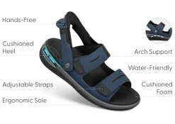 OrthoFeet Sandals|Hands-Free Shoes<Calypso Hands-Free - Blue/Black