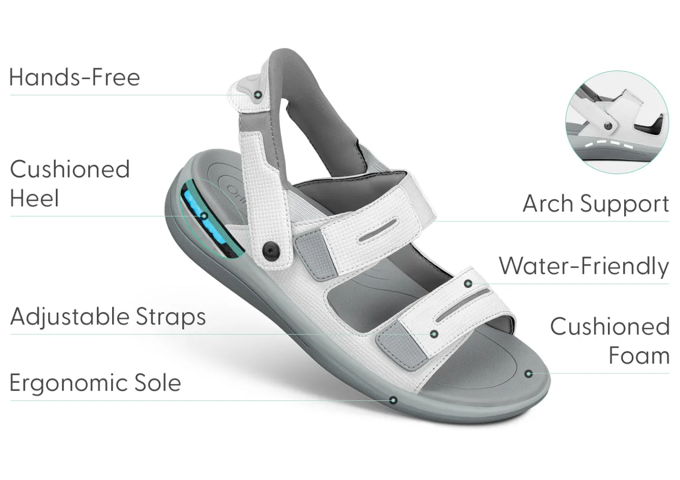 OrthoFeet Sandals|Hands-Free Shoes<Calypso Hands-Free - White