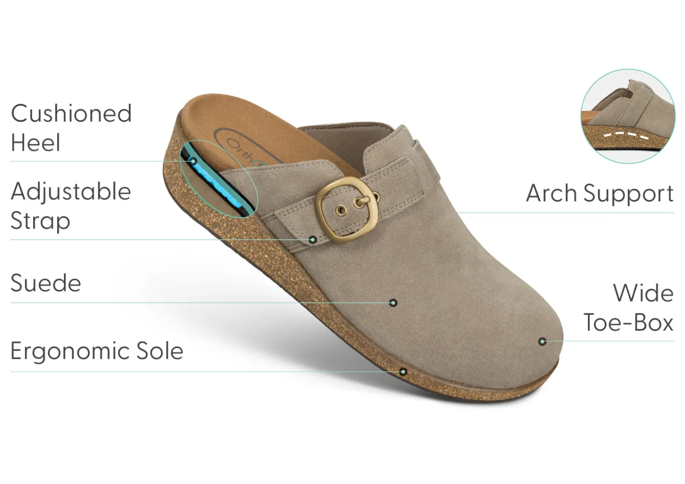 OrthoFeet Casual Shoes|Clogs & Mules<Casey - Taupe