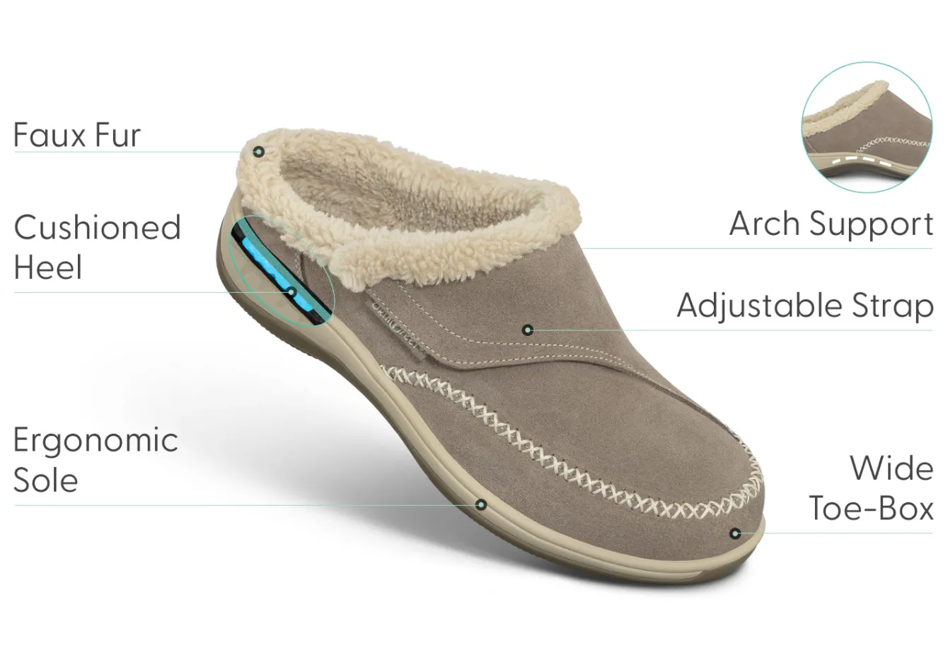 OrthoFeet Slippers|Clogs & Mules<Charlotte - Taupe