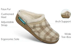 OrthoFeet Slippers|Clogs & Mules<Clara - Oatmeal Plaid