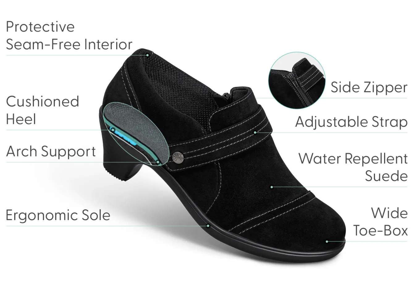 OrthoFeet Dress Shoes<Eva - Black