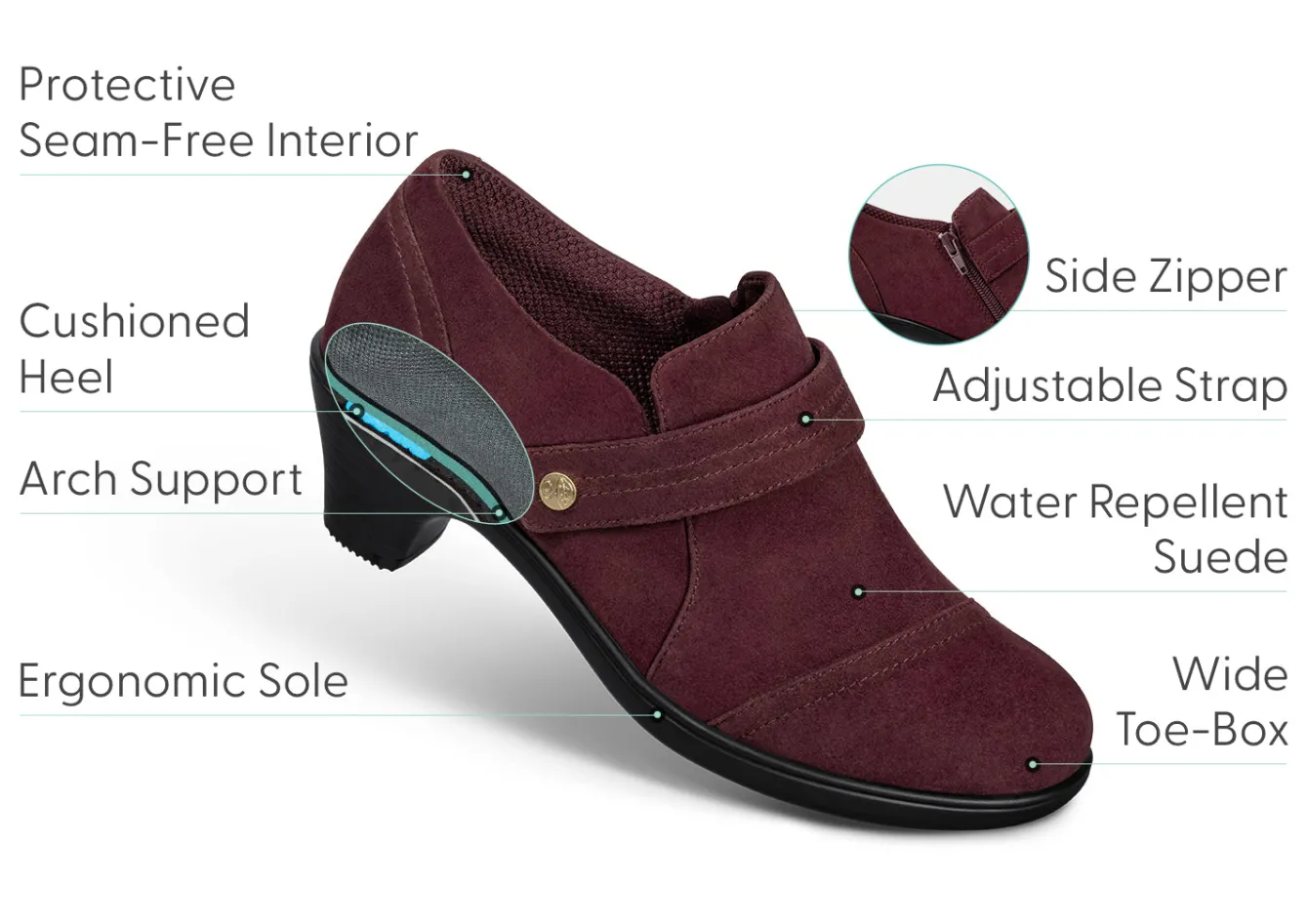 OrthoFeet Dress Shoes<Eva - Merlot