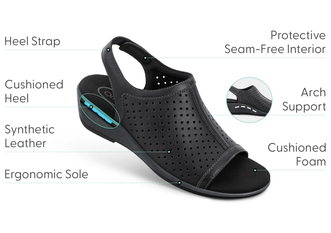 OrthoFeet Sandals|Dress Shoes<Hazel - Black