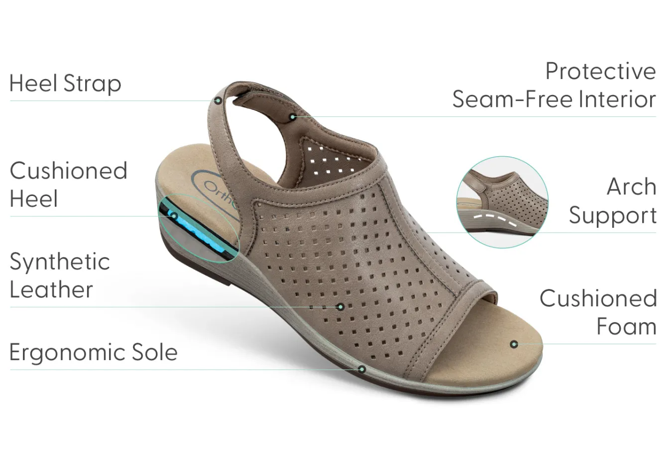 OrthoFeet Sandals|Casual Shoes<Hazel - Taupe