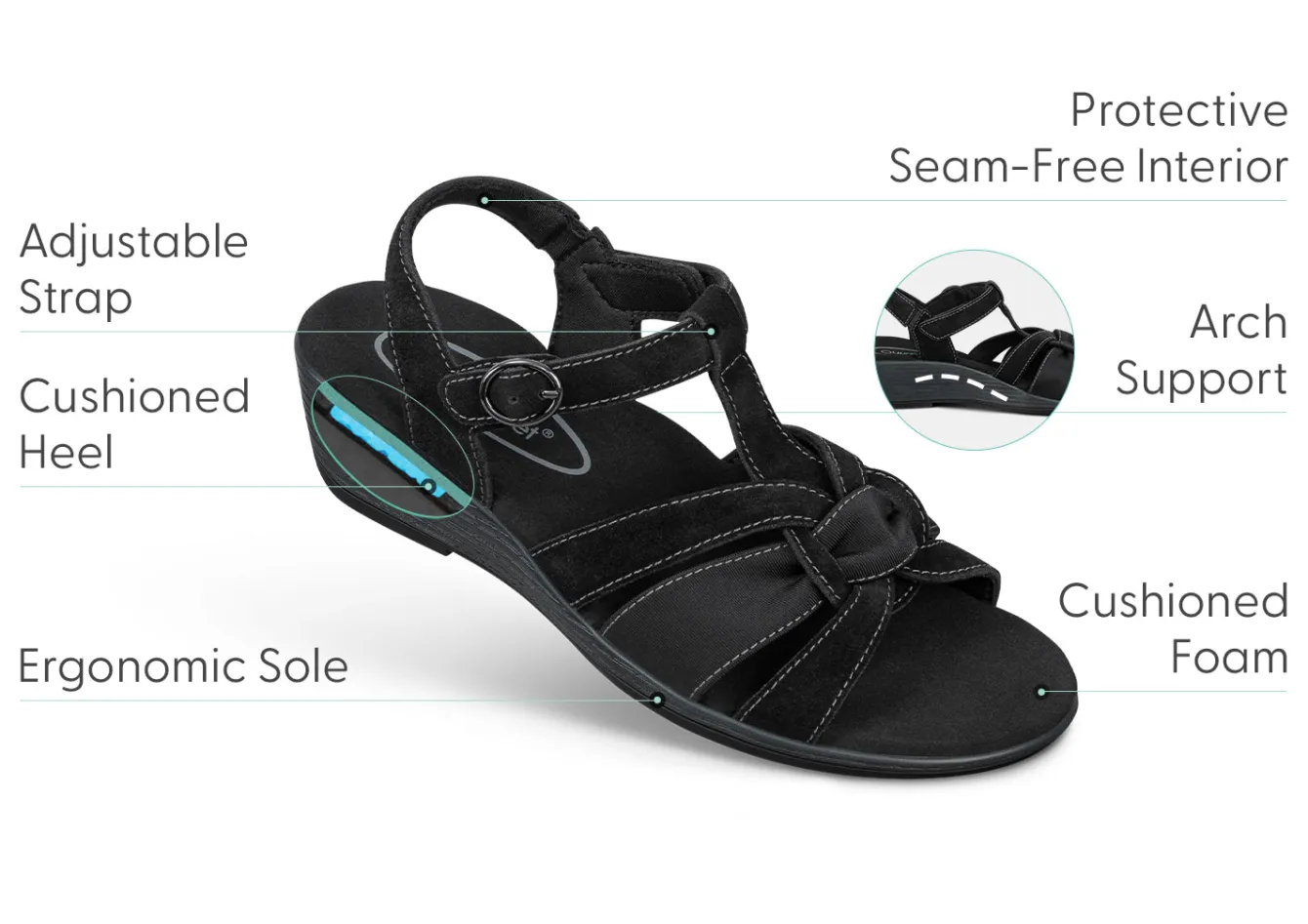 OrthoFeet Sandals|Casual Shoes<Hope - Black