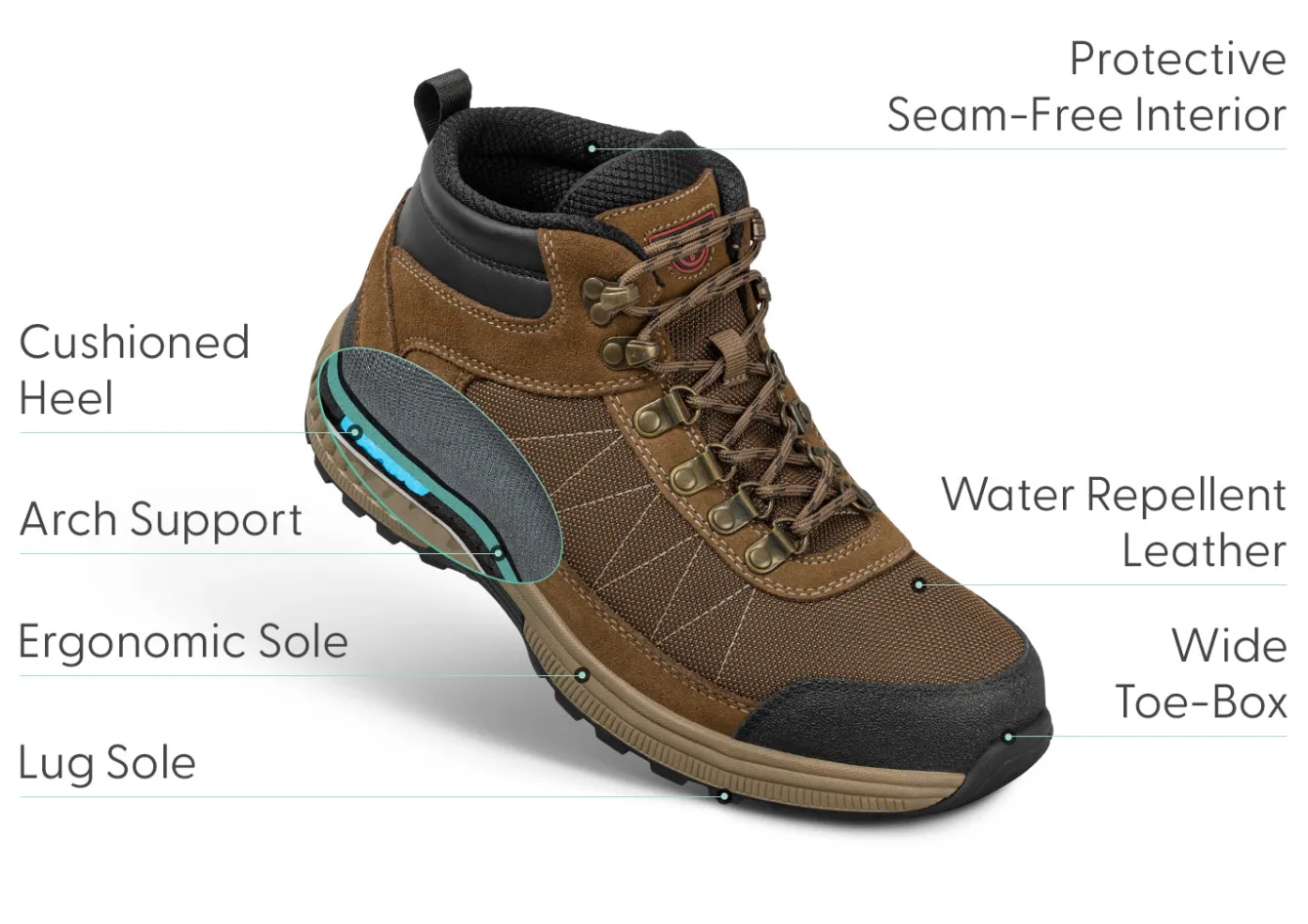 OrthoFeet Boots|Hiking Boots<Hunter - Brown
