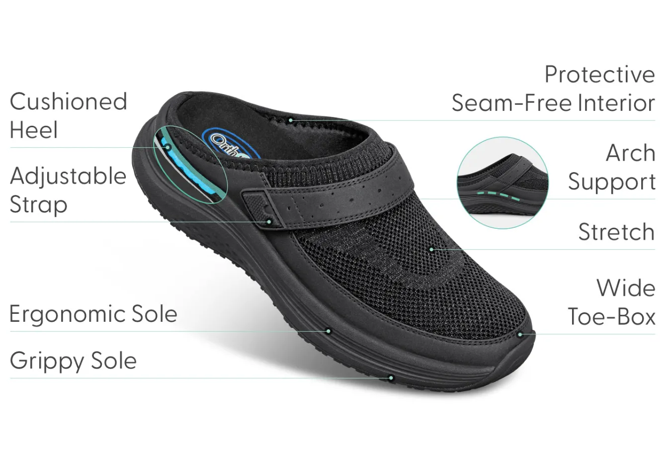OrthoFeet Sneakers|Casual Shoes<Iris - Black