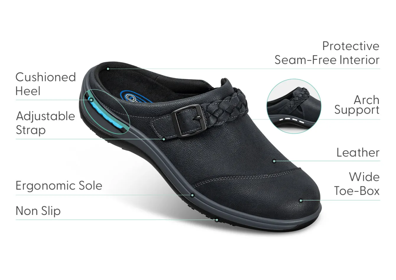 OrthoFeet Casual Shoes|Clogs & Mules<Irma - Charcoal