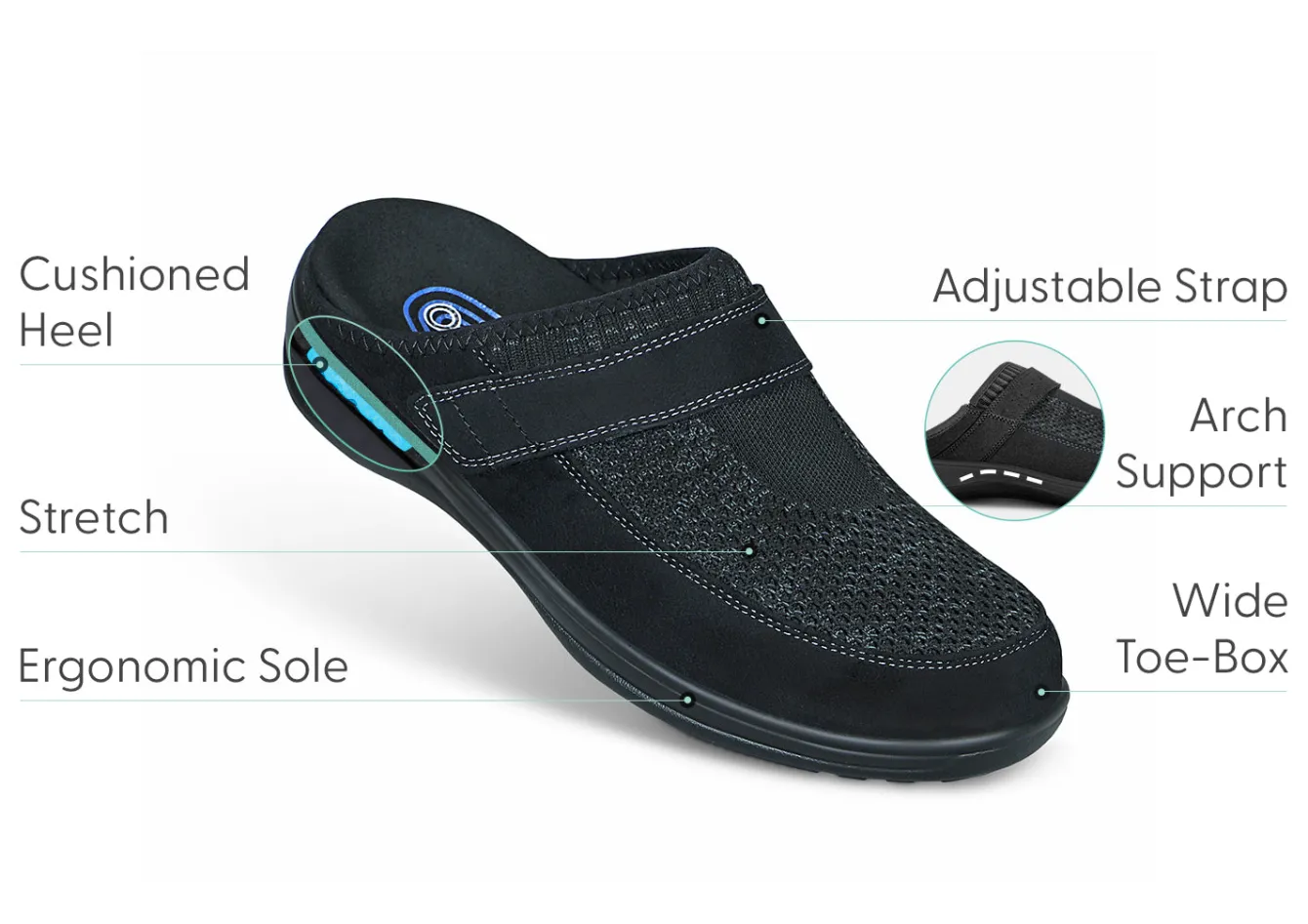 OrthoFeet Slippers<Louise - Black