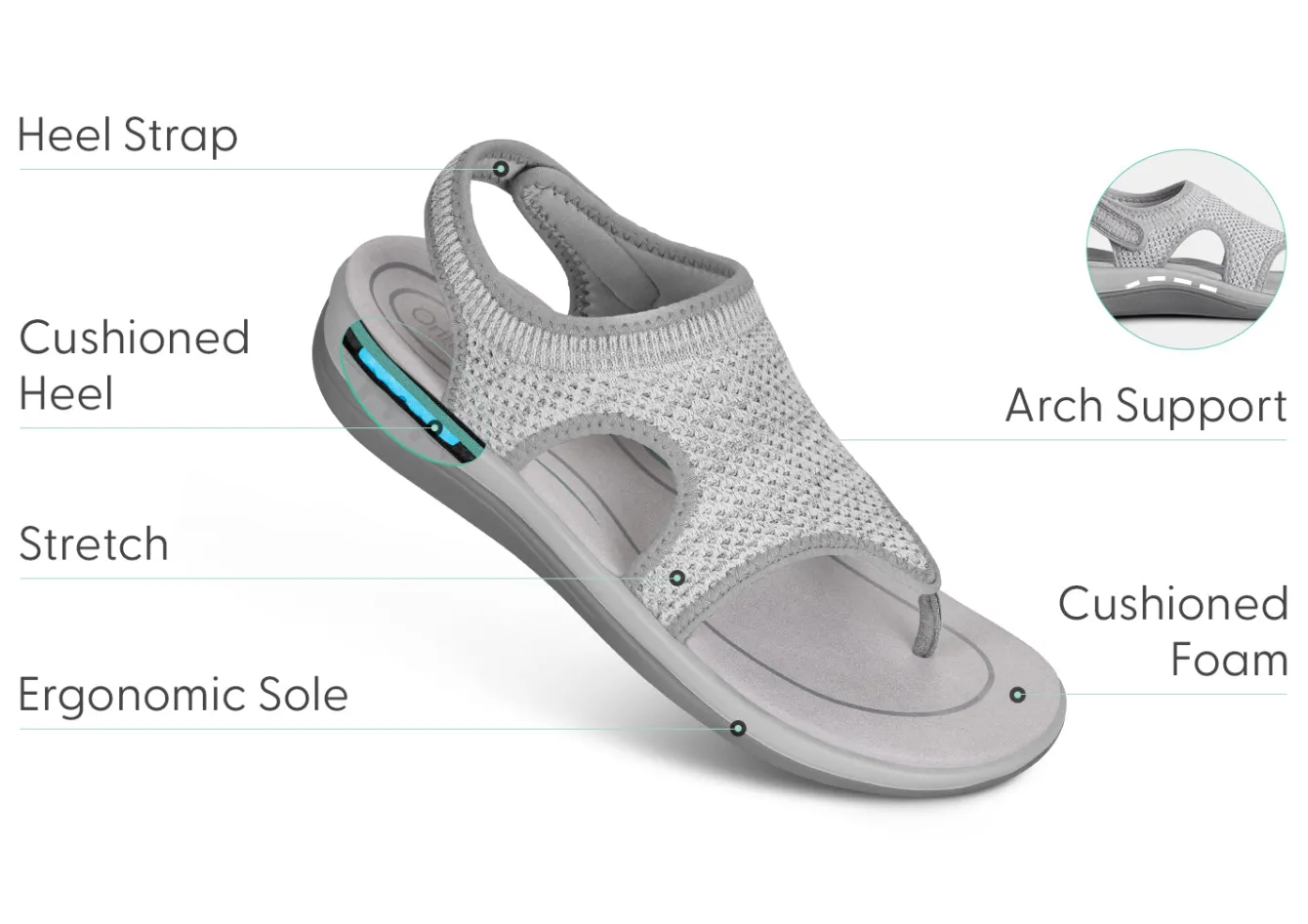 OrthoFeet Sandals<Lyra - Gray
