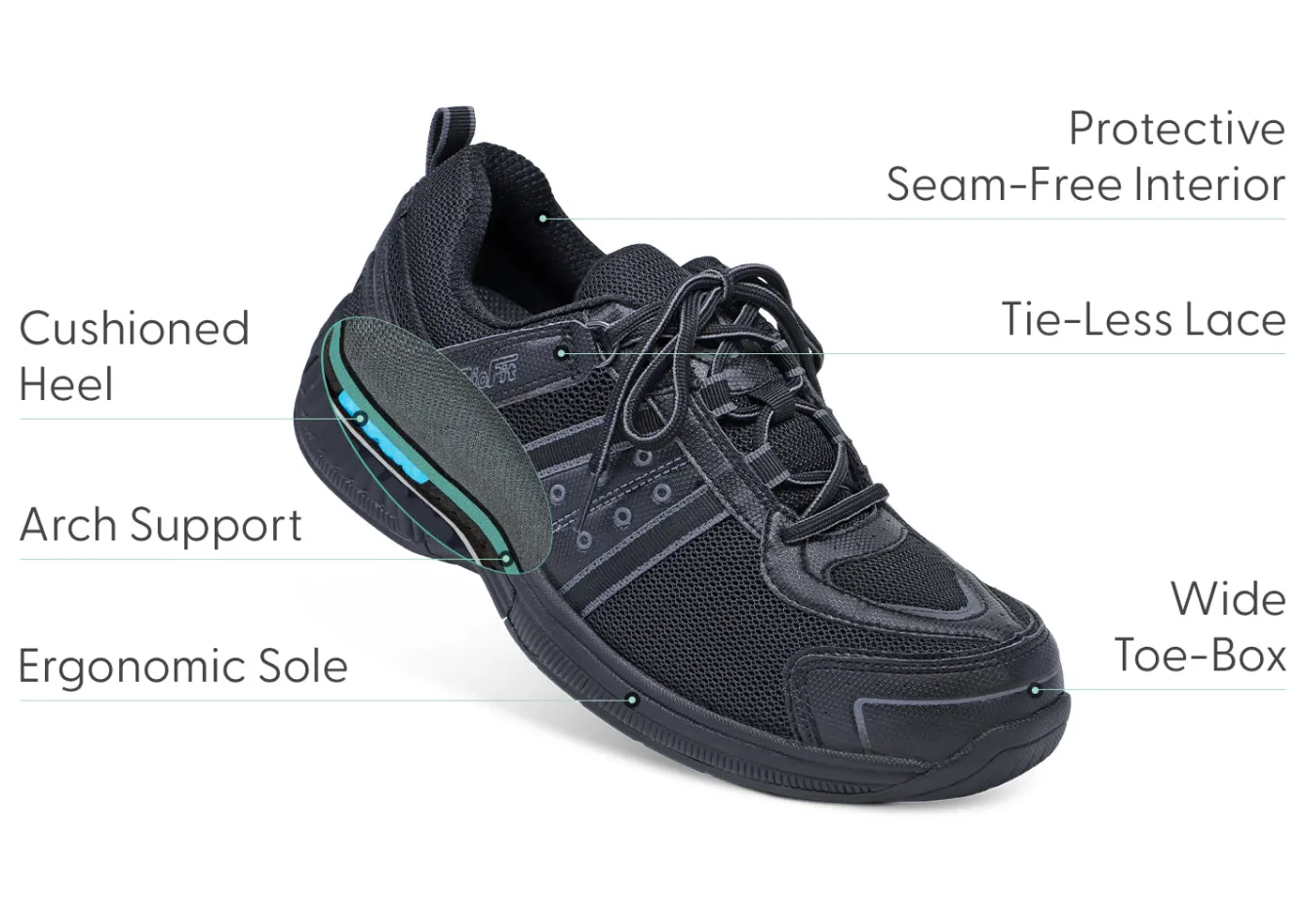 OrthoFeet Sneakers<Monterey Bay Tie-Less - Black
