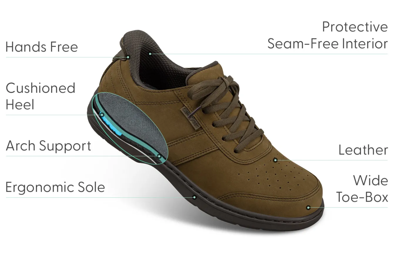 OrthoFeet Sneakers|Casual Shoes<Pierre Hands-Free - Chocolate