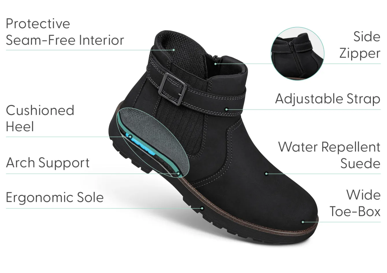 OrthoFeet Boots<Scarlett - Black