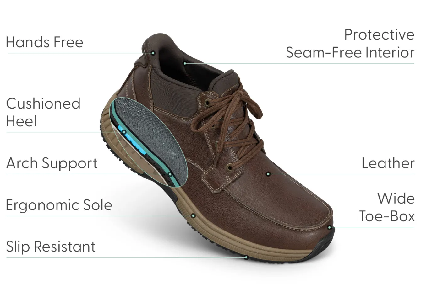 OrthoFeet Boots|Hands-Free Shoes<Verno Hands-Free - Brown