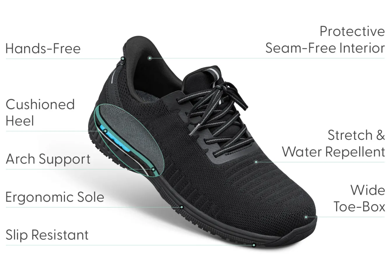 OrthoFeet Sneakers|Hands-Free Shoes<Yari Hands-Free - Black/Black